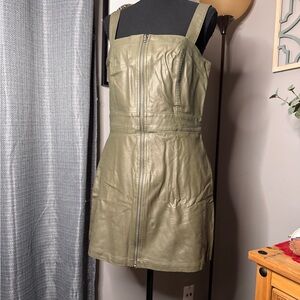 Wild Fable Olive Green Faux Leather Mini Dress